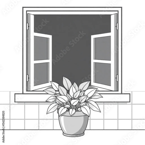 A potted sage plant on a kitchen windowsill