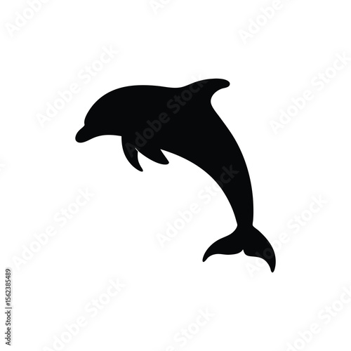 Wallpaper Mural Black silhouette dolphin jumping on white background Vector illustration Torontodigital.ca