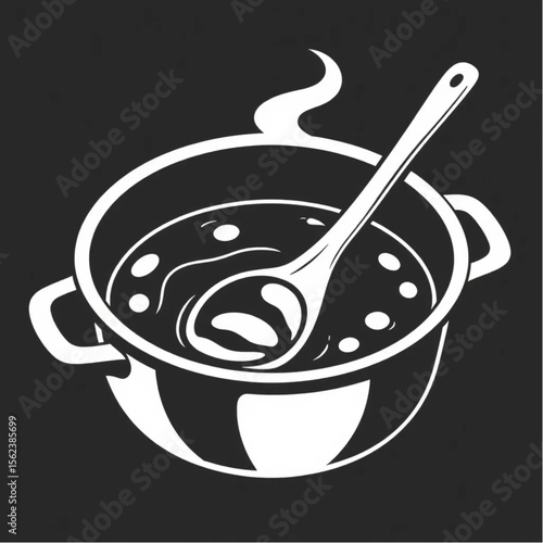 A wooden ladle in a soup pot