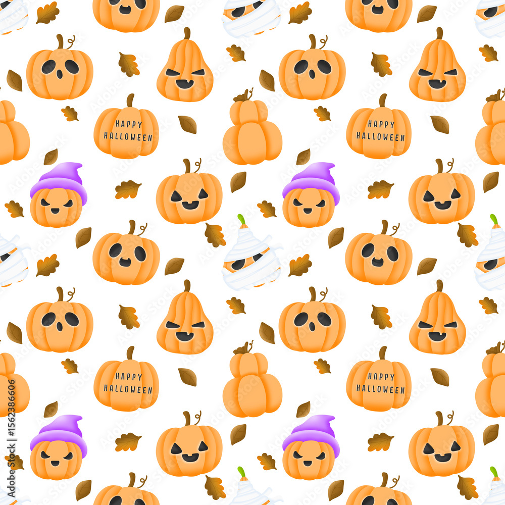 Fototapeta premium Halloween pumpkin seamless pattern