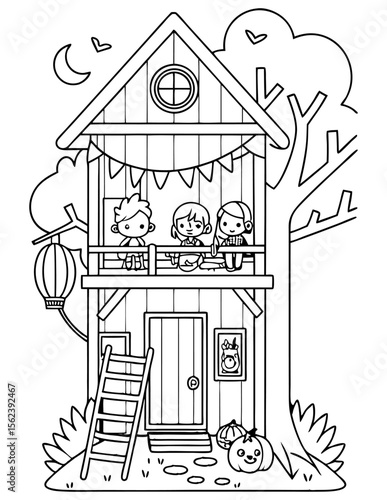 Haunted Treehouse Club 2 Halloween coloring page
