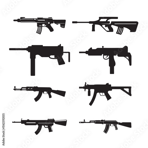set of assault rifle vector