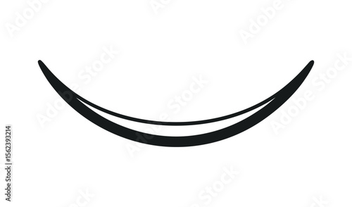 A vector illustration of a black and white crescent smile symbol