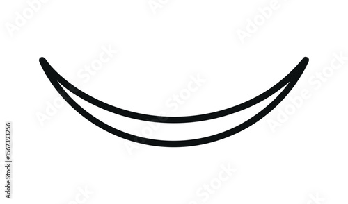 A vector illustration of a black and white crescent smile symbol