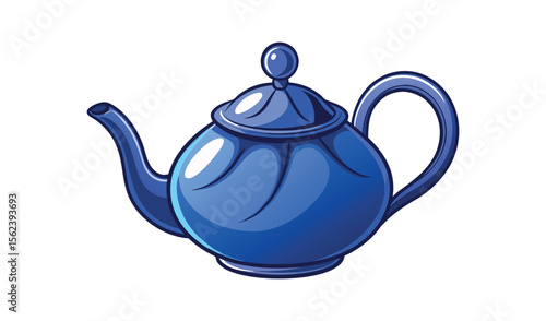 Blue ceramic teapot for hot tea isolated on white