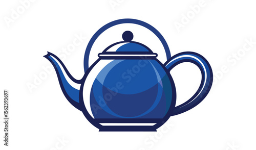 Blue ceramic teapot for hot beverage isolated on white background
