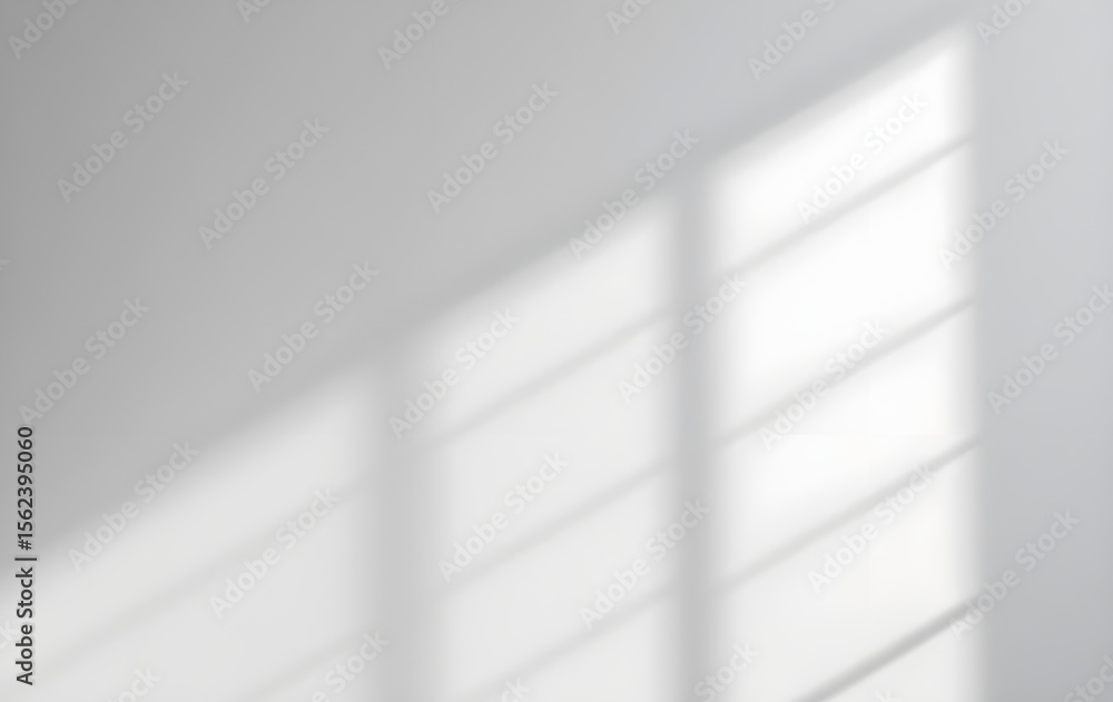 Soft Light Through Window Casting Shadows on White Wall Surface Soft Light Through Window Casting Shadows on White Wall Surface
