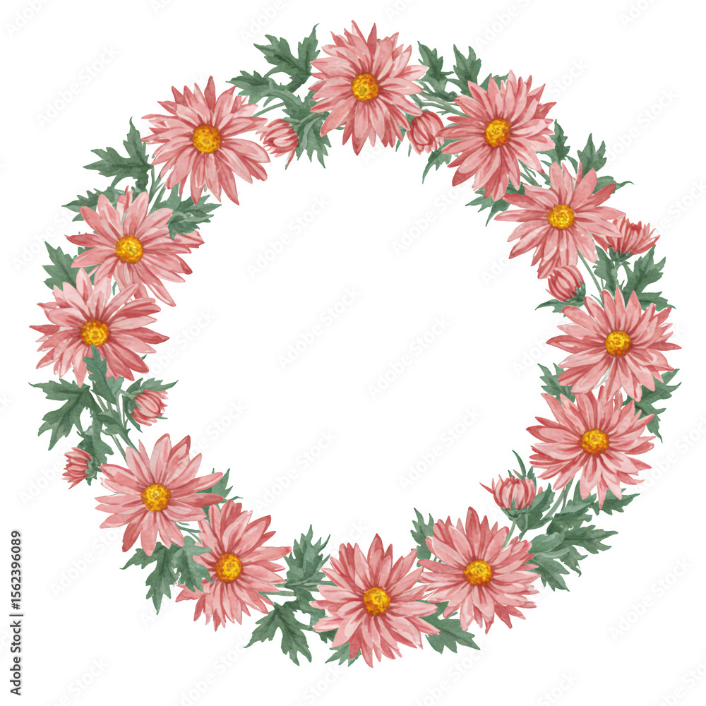 Pink and green floral wreath with transparent background. Perfect for invitations, cards, or other design projects. Watercolor style illustration of delicate flowers arranged in a circular frame. Pink and green floral wreath with transparent background. Perfect for invitations, cards, or other design projects. Watercolor style illustration of delicate flowers arranged in a circular frame.