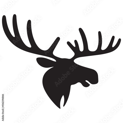 Minimalist Moose Logo Vector in Silhouette Style – Strong Wildlife Symbol for Outdoor Brands, Nature Labels, Hunting Clubs, Adventure Gear, Rustic Business Logos, and Wilderness Themes