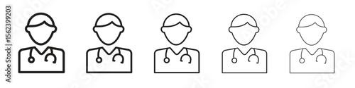 Doctor icon isolated silhouette on white background. Vector illustration.