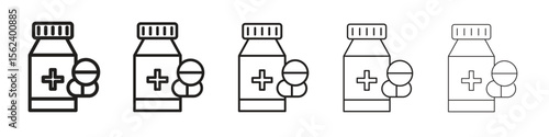Medicine bottle icon isolated silhouette on white background. Vector illustration.