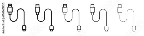 Phone cable icon isolated silhouette on white background. Vector illustration.