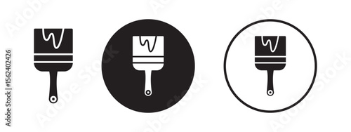 Minimalist paintbrush icon set in black and white