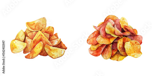 chips watercolor vector illustration