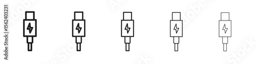 USB type c icon isolated silhouette on white background. Vector illustration.