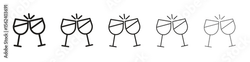 Wine toast icon isolated silhouette on white background. Vector illustration.