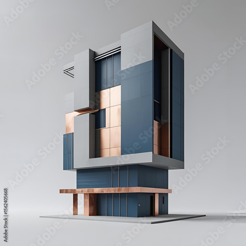Modern architecture of a building or house with many windows and an empty interior design