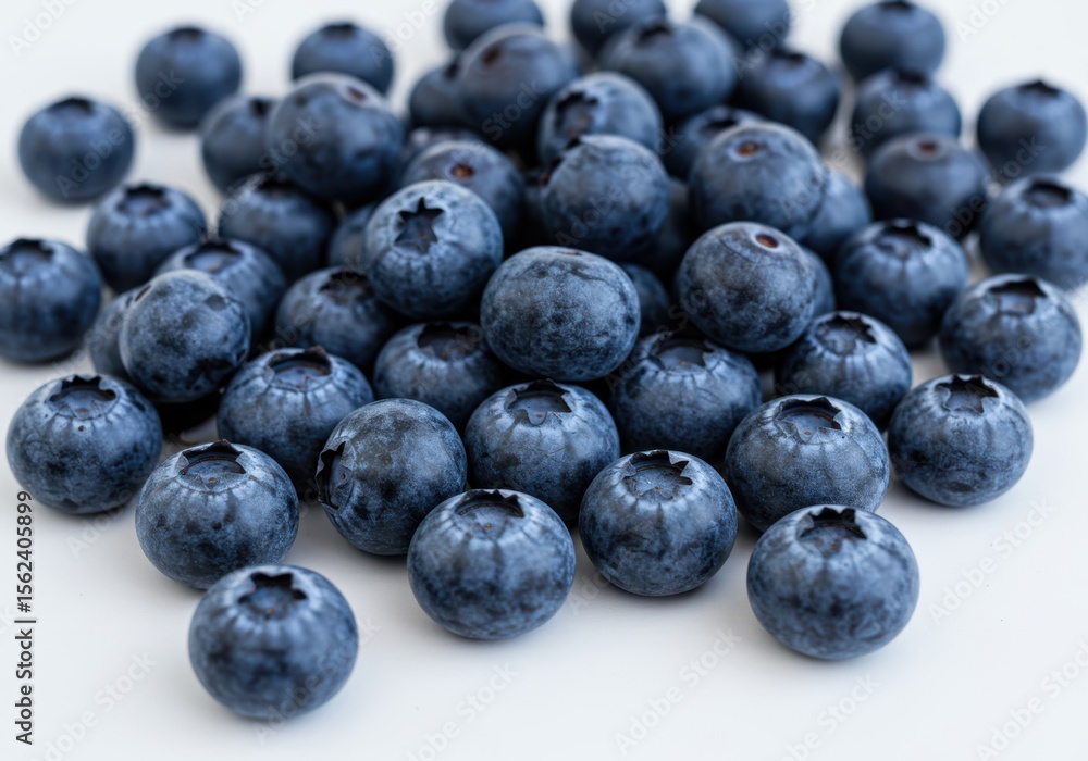 A plentiful arrangement of fresh blueberries isolated on white background showcases their natural beauty A plentiful arrangement of fresh blueberries isolated on white background showcases their natural beauty