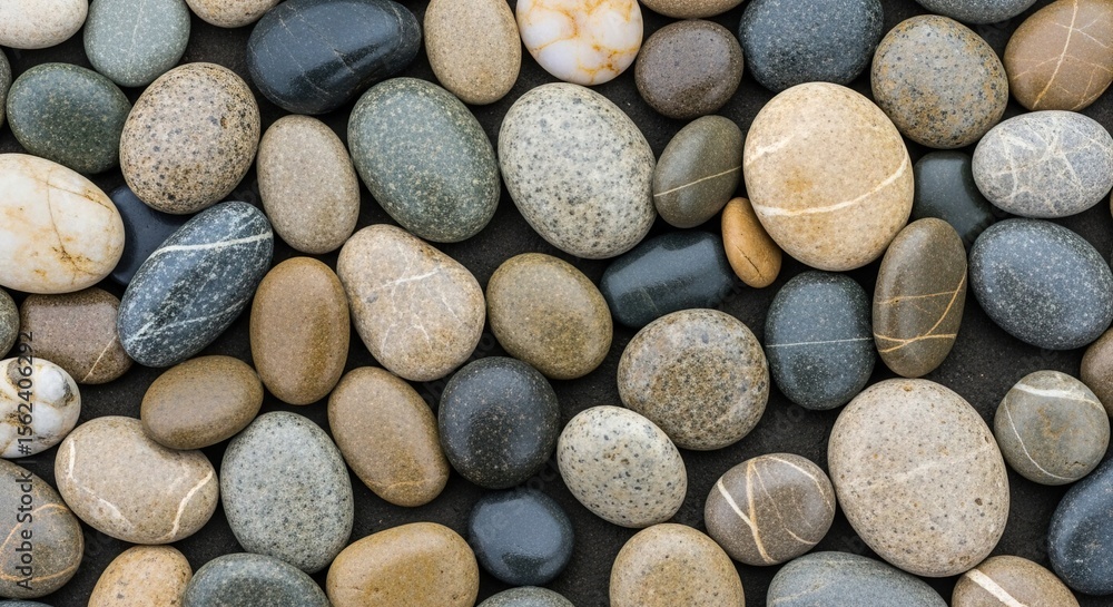 Polished beach pebbles provide a natural stone background with neutral colors and organic shapes perfect for design and textures. Polished beach pebbles provide a natural stone background with neutral colors and organic shapes perfect for design and textures.