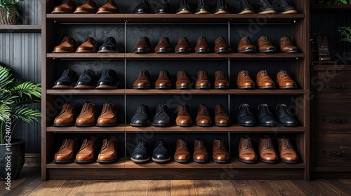 Wallpaper Mural Stylish leather shoes on shelves, boutique shop Torontodigital.ca