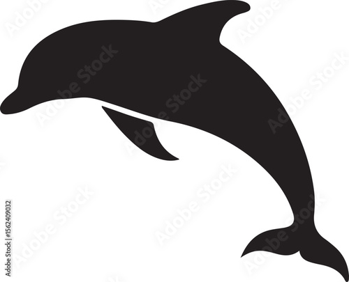 Leaping black dolphin silhouette jumping