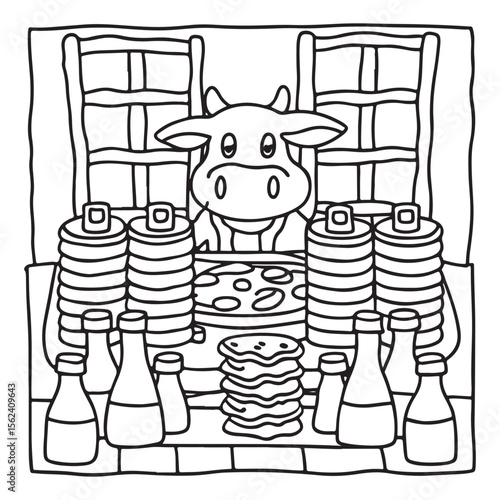 Cozy Cow Moments – Cute and Easy Coloring Page for Adults and Teens | Farm Animal Line Art for Relaxation, cow coloring page, cute, farm animal, easy, adult coloring, line art | Print