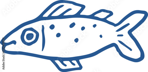 Illustration of a Sardine Fish Line art. Outline mackerel whimsical doodle drawing, vector