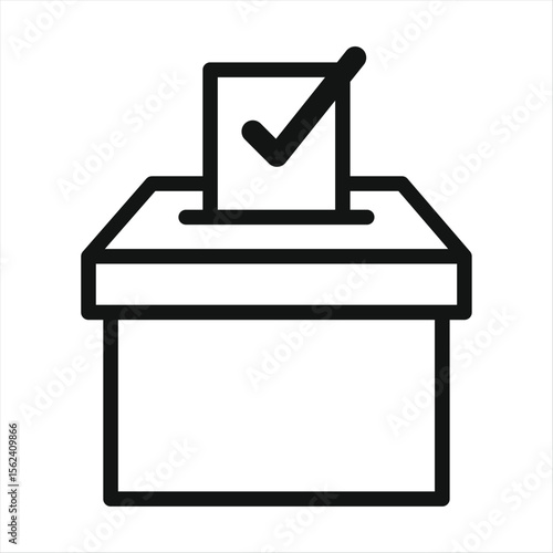 Election box. Minimalist and elegant ballot box in thin line. Donation box. 