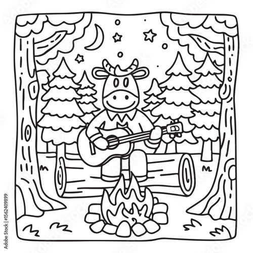 Cozy Cow Moments – Cute and Easy Coloring Page for Adults and Teens | Farm Animal Line Art for Relaxation, cow coloring page, cute, farm animal, easy, adult coloring, line art | Print
