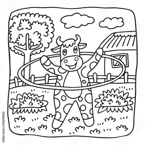 Cozy Cow Moments – Cute and Easy Coloring Page for Adults and Teens | Farm Animal Line Art for Relaxation, cow coloring page, cute, farm animal, easy, adult coloring, line art | Print
