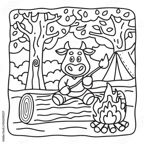 Cozy Cow Moments – Cute and Easy Coloring Page for Adults and Teens | Farm Animal Line Art for Relaxation, cow coloring page, cute, farm animal, easy, adult coloring, line art | Print
