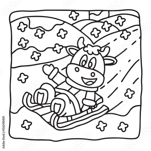 Cozy Cow Moments – Cute and Easy Coloring Page for Adults and Teens | Farm Animal Line Art for Relaxation, cow coloring page, cute, farm animal, easy, adult coloring, line art | Print