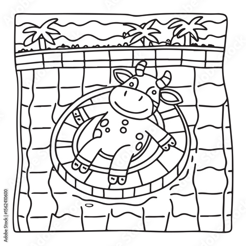 Cozy Cow Moments – Cute and Easy Coloring Page for Adults and Teens | Farm Animal Line Art for Relaxation, cow coloring page, cute, farm animal, easy, adult coloring, line art | Print