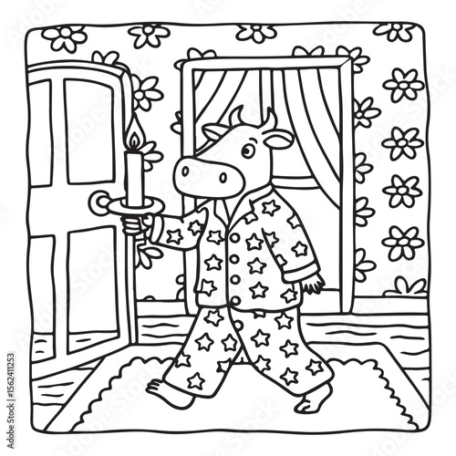 Cozy Cow Moments – Cute and Easy Coloring Page for Adults and Teens | Farm Animal Line Art for Relaxation, cow coloring page, cute, farm animal, easy, adult coloring, line art | Print