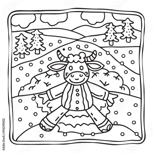 Cozy Cow Moments – Cute and Easy Coloring Page for Adults and Teens | Farm Animal Line Art for Relaxation, cow coloring page, cute, farm animal, easy, adult coloring, line art | Print