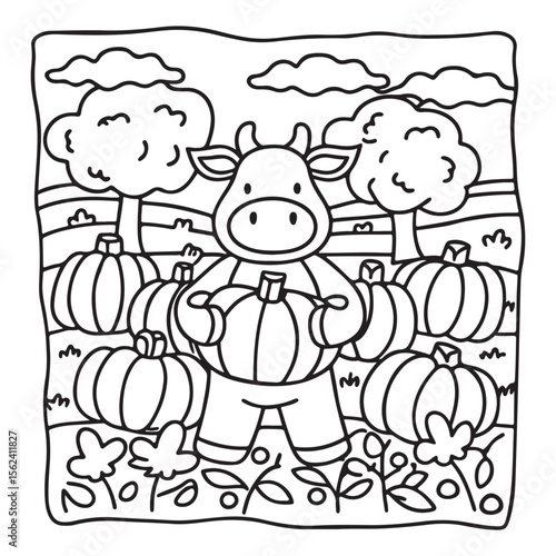 Cozy Cow Moments – Cute and Easy Coloring Page for Adults and Teens | Farm Animal Line Art for Relaxation, cow coloring page, cute, farm animal, easy, adult coloring, line art | Print
