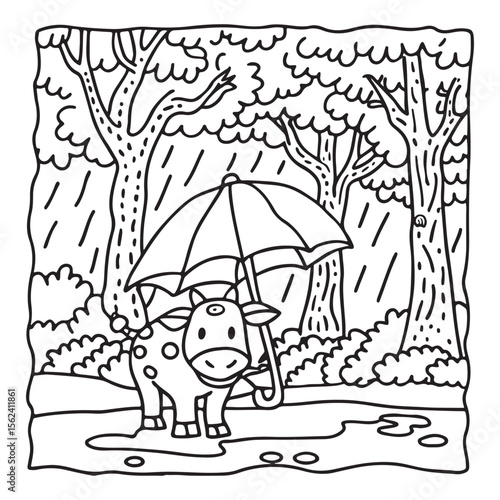 Cozy Cow Moments – Cute and Easy Coloring Page for Adults and Teens | Farm Animal Line Art for Relaxation, cow coloring page, cute, farm animal, easy, adult coloring, line art | Print