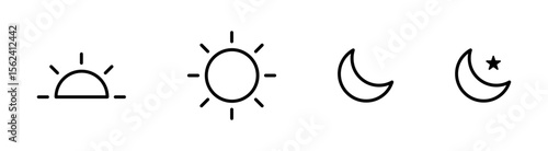 Sun moon sunrise and night variations representing day night cycle time nature weather light darkness astronomy celestial energy rhythm balance environment