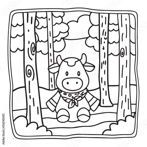 Cozy Cow Moments – Cute and Easy Coloring Page for Adults and Teens | Farm Animal Line Art for Relaxation, cow coloring page, cute, farm animal, easy, adult coloring, line art | Print