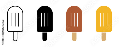Popsicle in black brown and yellow color variations with stick representing frozen sweet summer dessert cold refreshing snack treat food