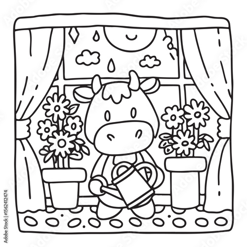 Cozy Cow Moments – Cute and Easy Coloring Page for Adults and Teens | Farm Animal Line Art for Relaxation, cow coloring page, cute, farm animal, easy, adult coloring, line art | Print