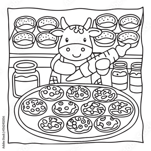 Cozy Cow Moments – Cute and Easy Coloring Page for Adults and Teens | Farm Animal Line Art for Relaxation, cow coloring page, cute, farm animal, easy, adult coloring, line art | Print