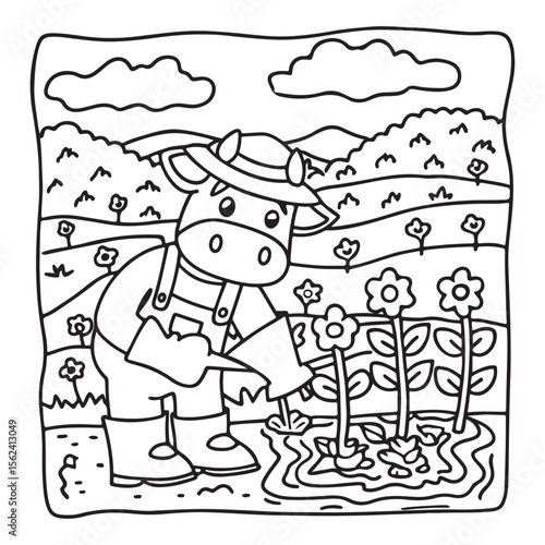 Cozy Cow Moments – Cute and Easy Coloring Page for Adults and Teens | Farm Animal Line Art for Relaxation, cow coloring page, cute, farm animal, easy, adult coloring, line art | Print