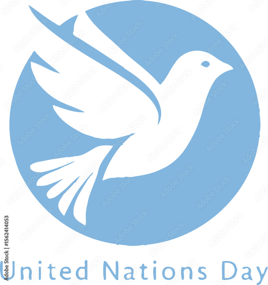 Obraz premium United Nations Day Emblem Featuring Dove in Blue Circular Frame
