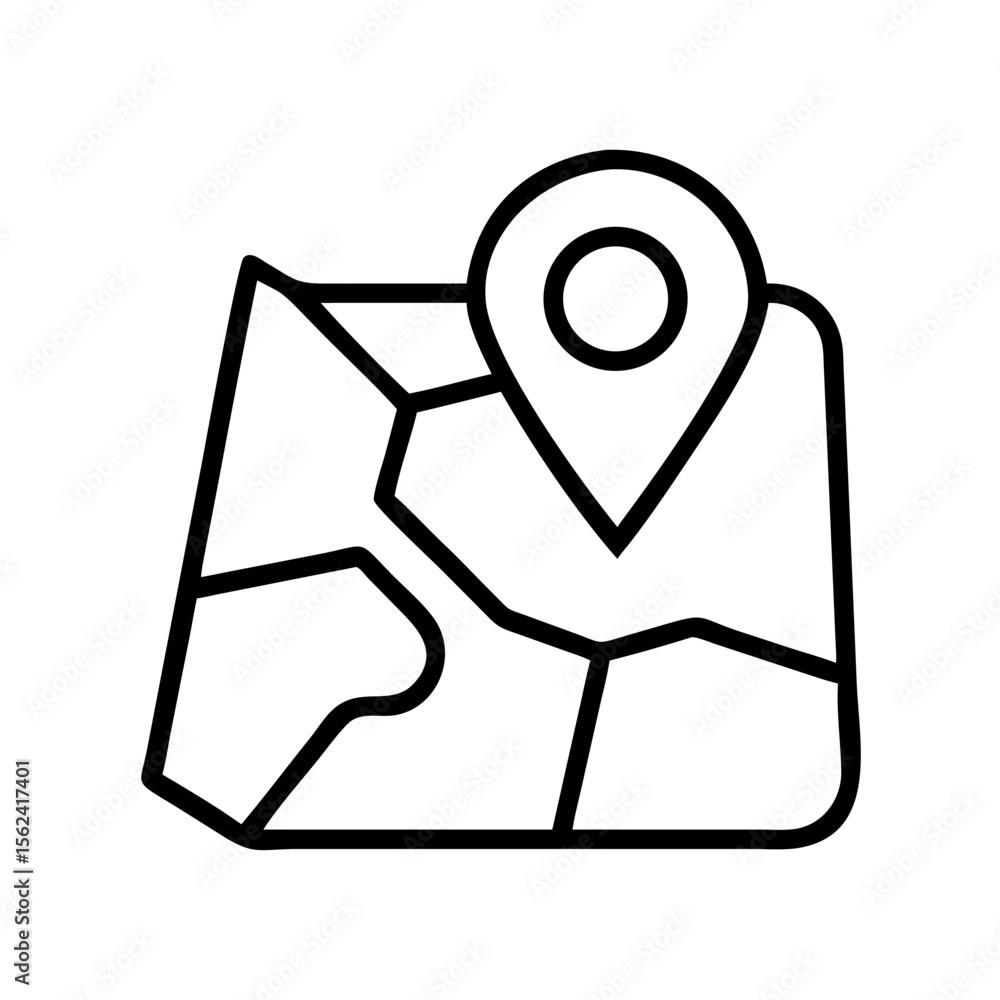 Map with location pin icon vector, travel destination, gps navigation, find direction, landmark, guide Map with location pin icon vector, travel destination, gps navigation, find direction, landmark, guide