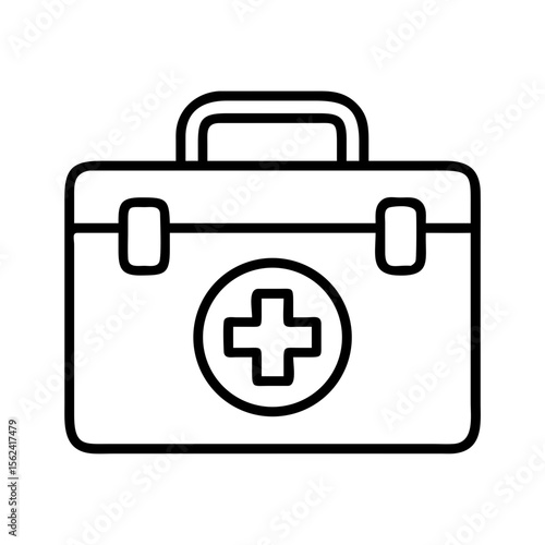 First aid kit vector icon outline, medical emergency box symbol, healthcare equipment and supplies