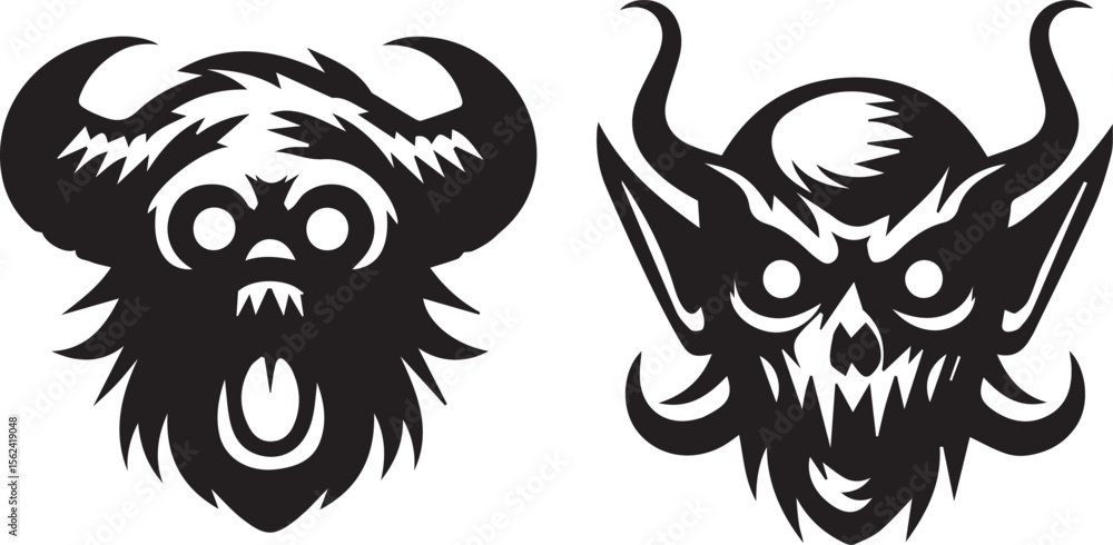 Fototapeta premium Skull Black and White Vector illustration silhouette 