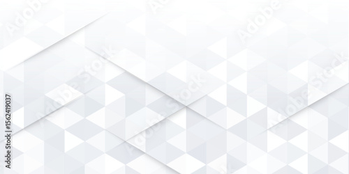 Abstract 3d white background with shadow and hexagon patten. Triangle mosaic template for technology for banner, poster, web in futuristic and technology design. Vector illustration.