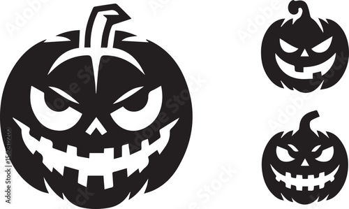 set of halloween pumpkins silhouette 