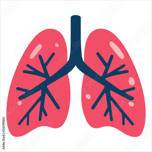 Human lungs in cheerful cartoon style. Organ vector ideal for children health materials and anti smoking initiatives.